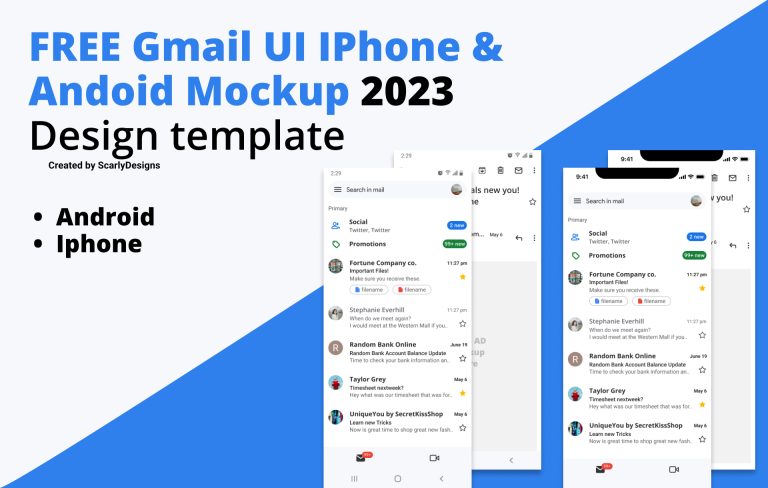 FREE Gmail UI iPhone & Android Mockup 2023 Design Template
